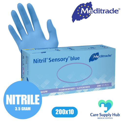 Meditrade Nitrile Sensory - Blue Examination Gloves (10X200)