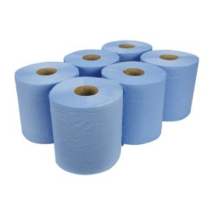 150m 2ply Blue Centre Feed Paper Rolls