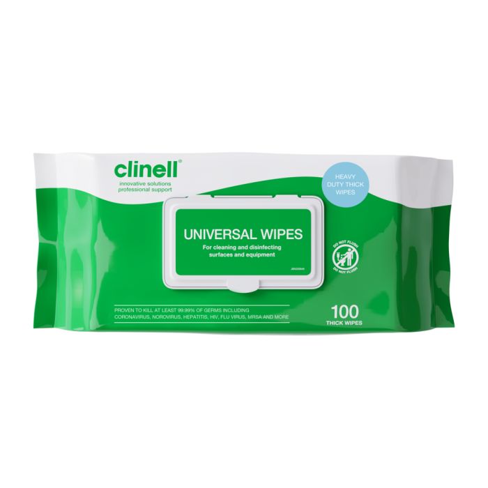 Clinell Heavy Duty Universal Wipes - Flowrap Pack 100