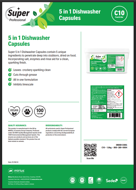 Mirius C10 5 in 1 Dishwasher Capsules