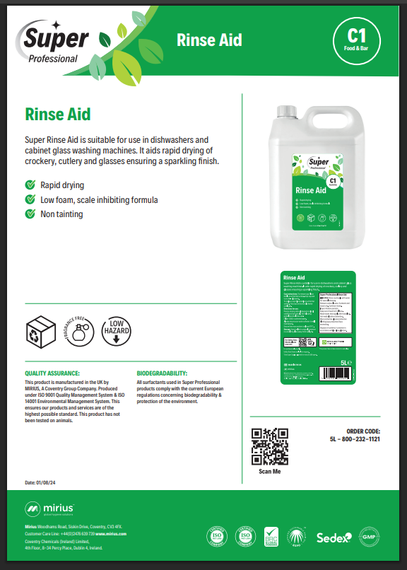 Mirius C1 Rinse Aid 5lt