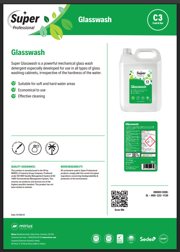 Mirius C3 Cabinet Glass Wash 5Lt