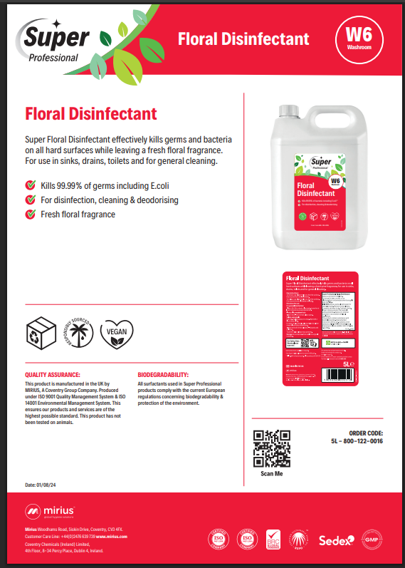 Mirius W6 Floral Disinfectant 5lt